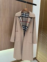 Burberry Check Wool Reversible Coat Sand - 5