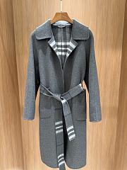 Burberry Check Wool Reversible Coat Gray  - 1