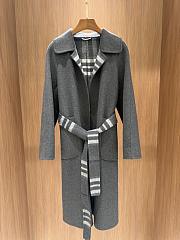 Burberry Check Wool Reversible Coat Gray  - 3