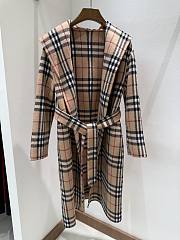Burberry Wool Hooded Wrap Coat Sand  - 3