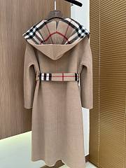 Burberry Reversible Wool Hooded Wrap Coat Sand  - 5
