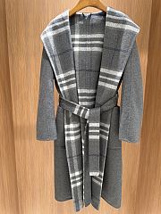Burberry Reversible Wool Hooded Wrap Coat Gray  - 6