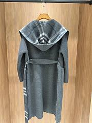 Burberry Reversible Wool Hooded Wrap Coat Gray  - 5
