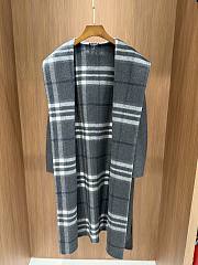 Burberry Reversible Wool Hooded Wrap Coat Gray  - 4
