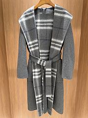 Burberry Reversible Wool Hooded Wrap Coat Gray  - 3