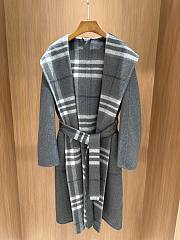 Burberry Reversible Wool Hooded Wrap Coat Gray  - 1