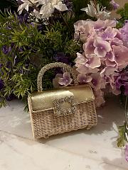 Roger Vivier Jewel Efflorescence Mini Bag in Leather and Rattan Gold - 19x12x6cm - 1