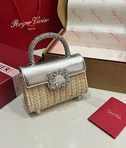 Roger Vivier Jewel Efflorescence Mini Bag in Leather and Rattan Silver - 19x12x6cm - 1