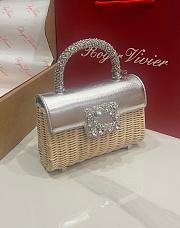 Roger Vivier Jewel Efflorescence Mini Bag in Leather and Rattan Silver - 19x12x6cm - 4