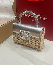 Roger Vivier Jewel Efflorescence Mini Bag in Leather and Rattan Silver - 19x12x6cm - 3
