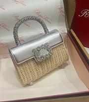 Roger Vivier Jewel Efflorescence Mini Bag in Leather and Rattan Silver - 19x12x6cm - 2