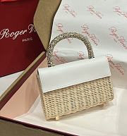 Roger Vivier Jewel Efflorescence Mini Bag in Leather and Rattan White - 19x12x6cm - 2