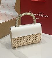 Roger Vivier Jewel Efflorescence Mini Bag in Leather and Rattan White - 19x12x6cm - 4
