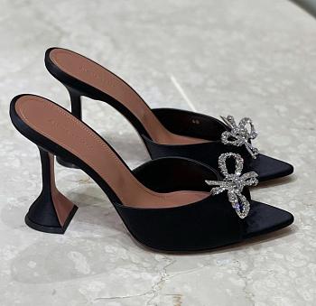 Amina Muaddi Rosie Slipper Black Satin 9.5cm