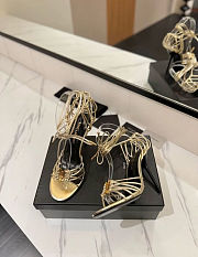 YSL Babylone Sandals In Smooth Leather Cigare Gold 9cm - 3