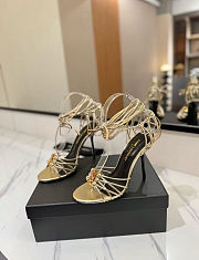YSL Babylone Sandals In Smooth Leather Cigare Gold 9cm - 4