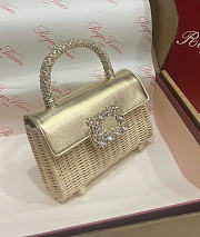 Roger Vivier Jewel Efflorescence Mini Bag in Leather and Rattan Gold - 19x12x6cm - 6