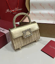 Roger Vivier Jewel Efflorescence Mini Bag in Leather and Rattan Gold - 19x12x6cm - 4