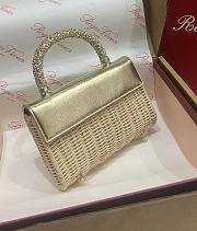 Roger Vivier Jewel Efflorescence Mini Bag in Leather and Rattan Gold - 19x12x6cm - 3