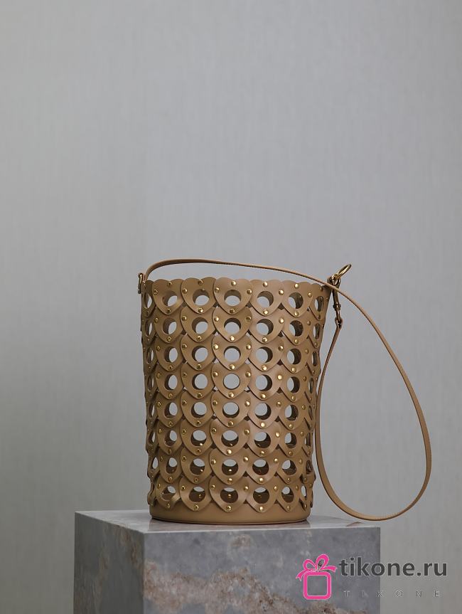 YSL Paris The Hearted Bucket Bag in Vegetable Tanned Leather Brown - 30x20x20cm - 1