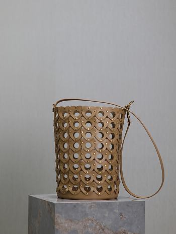 YSL Paris The Hearted Bucket Bag in Vegetable Tanned Leather Brown - 30x20x20cm