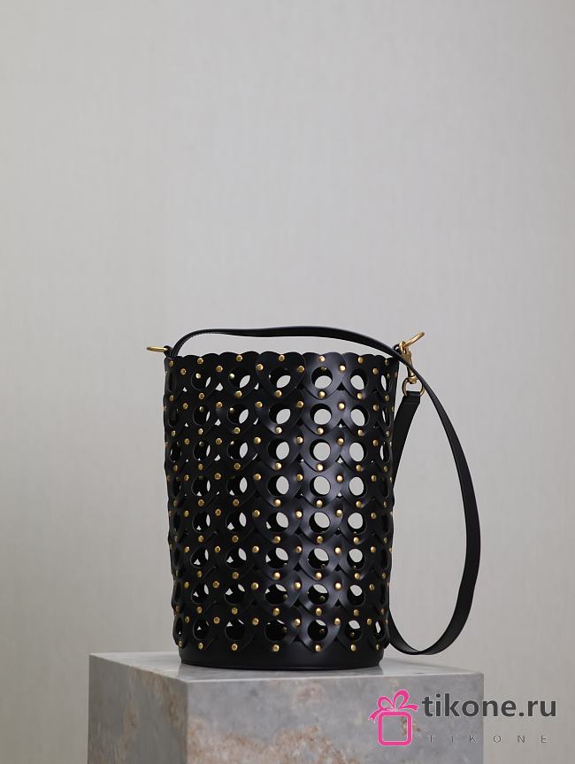 YSL Paris The Hearted Bucket Bag in Vegetable Tanned Leather Black - 30x20x20cm - 1