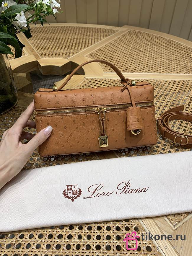 Loro Piana Extra Bag L23 Ostrich Leather Cognac - 23x12x7cm - 1
