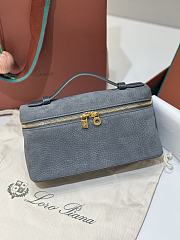Loro Piana Extra Pocket L19 Nubuk Calfskin Gray Blue - 19x11x6.5cm - 3