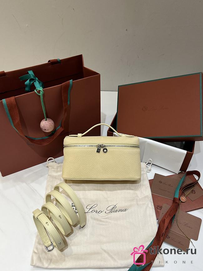 Loro Piana Extra Pocket L19 Nubuk Calfskin Snow Yellow - 19x11x6.5cm - 1