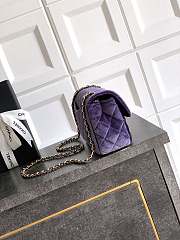 Chanel Mini Flap Bag Velvet Diamanté & Gold Tone Metal Purple - 20x13x7cm - 6