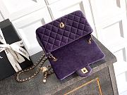 Chanel Mini Flap Bag Velvet Diamanté & Gold Tone Metal Purple - 20x13x7cm - 4
