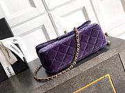 Chanel Mini Flap Bag Velvet Diamanté & Gold Tone Metal Purple - 20x13x7cm - 3