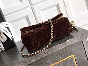 Chanel Mini Flap Bag Velvet Diamanté & Gold Tone Metal Dark Brown - 20x13x7cm - 6