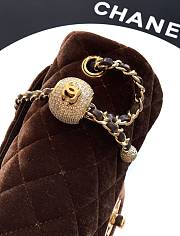 Chanel Mini Flap Bag Velvet Diamanté & Gold Tone Metal Dark Brown - 20x13x7cm - 4