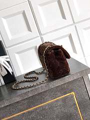 Chanel Mini Flap Bag Velvet Diamanté & Gold Tone Metal Dark Brown - 20x13x7cm - 3