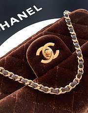 Chanel Mini Flap Bag Velvet Diamanté & Gold Tone Metal Dark Brown - 20x13x7cm - 2