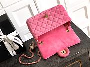 Chanel Mini Flap Bag Velvet Diamanté & Gold Tone Metal Pink - 20x13x7cm - 2