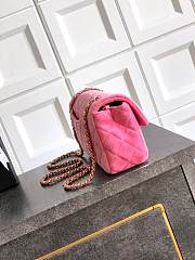 Chanel Mini Flap Bag Velvet Diamanté & Gold Tone Metal Pink - 20x13x7cm - 5