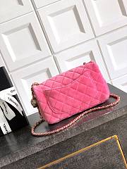 Chanel Mini Flap Bag Velvet Diamanté & Gold Tone Metal Pink - 20x13x7cm - 6