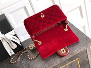 Chanel Mini Flap Bag Velvet Diamanté & Gold Tone Metal Red  - 20x13x7cm - 5
