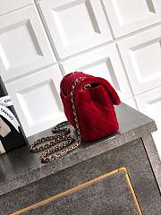 Chanel Mini Flap Bag Velvet Diamanté & Gold Tone Metal Red  - 20x13x7cm - 3
