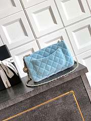 Chanel Mini Flap Bag Velvet Diamanté & Gold Tone Metal Blue - 20x13x7cm - 4