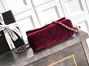 Chanel Mini Flap Bag Velvet Diamanté & Gold Tone Metal Burgundy - 20x13x7cm - 6