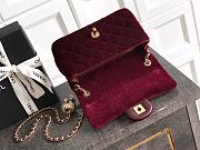Chanel Mini Flap Bag Velvet Diamanté & Gold Tone Metal Burgundy - 20x13x7cm - 5