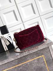Chanel Mini Flap Bag Velvet Diamanté & Gold Tone Metal Burgundy - 20x13x7cm - 4