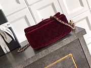 Chanel Mini Flap Bag Velvet Strass & Gold Tone Metal Burgundy - 18x13x7cm - 6