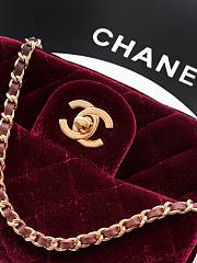 Chanel Mini Flap Bag Velvet Strass & Gold Tone Metal Burgundy - 18x13x7cm - 5