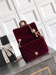 Chanel Mini Flap Bag Velvet Strass & Gold Tone Metal Burgundy - 18x13x7cm - 3