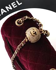 Chanel Mini Flap Bag Velvet Strass & Gold Tone Metal Burgundy - 18x13x7cm - 2