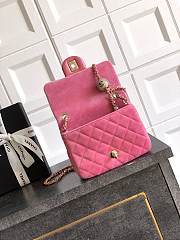 Chanel Mini Flap Bag Velvet Strass & Gold Tone Metal Pink - 18x13x7cm - 4